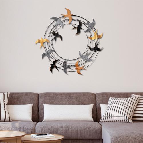 Διακοσμητικό τοίχου Spiral Flock Megapap μεταλλικό χρώμα μαύρο - bronze - ασημί 87x87εκ.