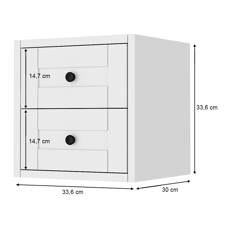 Κομοδίνο επιτοίχιο Felix Megapap χρώμα λευκό 33,6x30x33,6εκ.