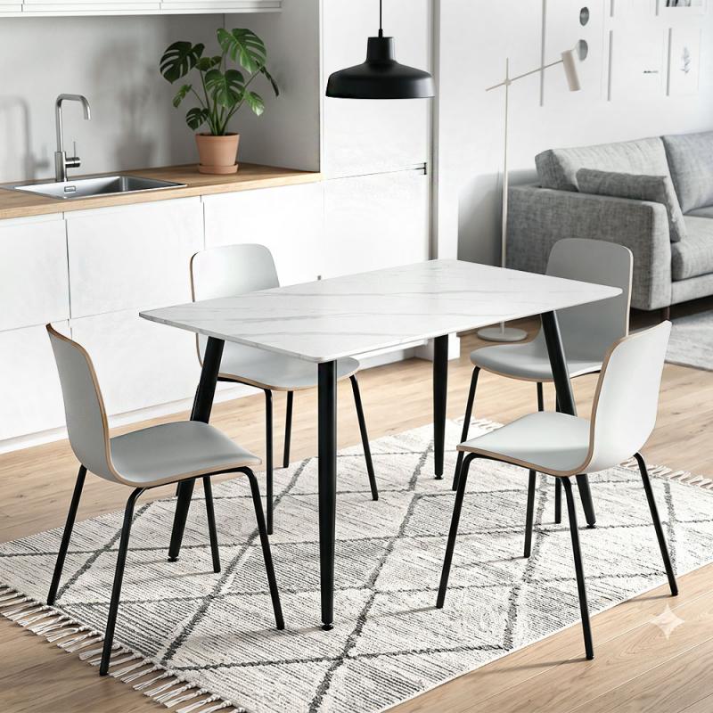 Τραπέζι Enzo Megapap sintered stone - μέταλλο χρώμα λευκό εφέ μαρμάρου - μαύρο 120x70x77εκ. Τραπέζι Enzo Megapap sintered stone - μέταλλο χρώμα λευκό εφέ μαρμάρου - μαύρο 120x70x77εκ.