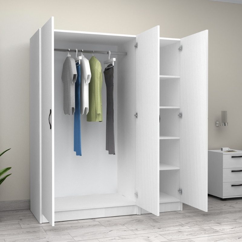 Ντουλάπα ρούχων Victoria Megapap τρίφυλλη χρώμα λευκό 150x60x181εκ. Ντουλάπα ρούχων Victoria Megapap τρίφυλλη χρώμα λευκό 150x60x181εκ.
