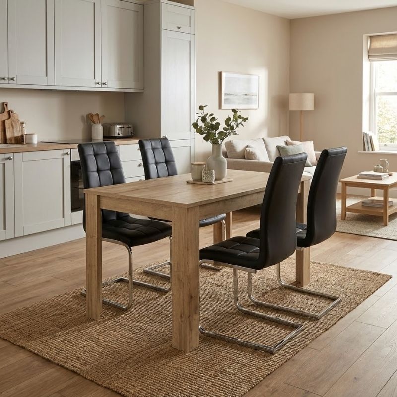 Σετ τραπεζαρία 5τμχ Darlen - Vela Megapap χρώμα sapphire oak - μαύρο 125x72x74εκ. Σετ τραπεζαρία 5τμχ Darlen - Vela Megapap χρώμα sapphire oak - μαύρο 125x72x74εκ.