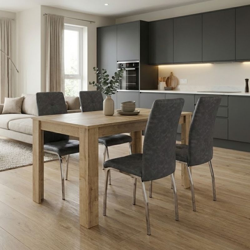 Σετ τραπεζαρία 5τμχ Darlen - Alma Megapap χρώμα sapphire oak - γκρι 125x72x74εκ. Σετ τραπεζαρία 5τμχ Darlen - Alma Megapap χρώμα sapphire oak - γκρι 125x72x74εκ.