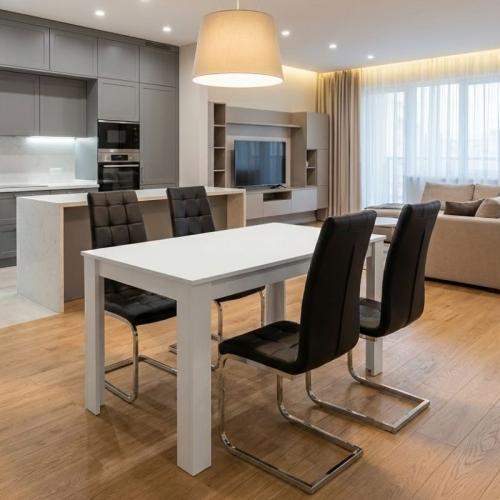 Σετ τραπεζαρία 5τμχ Darlen - Vela Megapap χρώμα λευκό - μαύρο 125x72x74εκ.