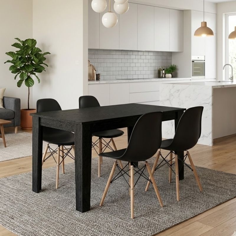 Σετ τραπεζαρία 5τμχ Darlen - Nova Megapap χρώμα sencron black - μαύρο 125x72x74εκ. Σετ τραπεζαρία 5τμχ Darlen - Nova Megapap χρώμα sencron black - μαύρο 125x72x74εκ.