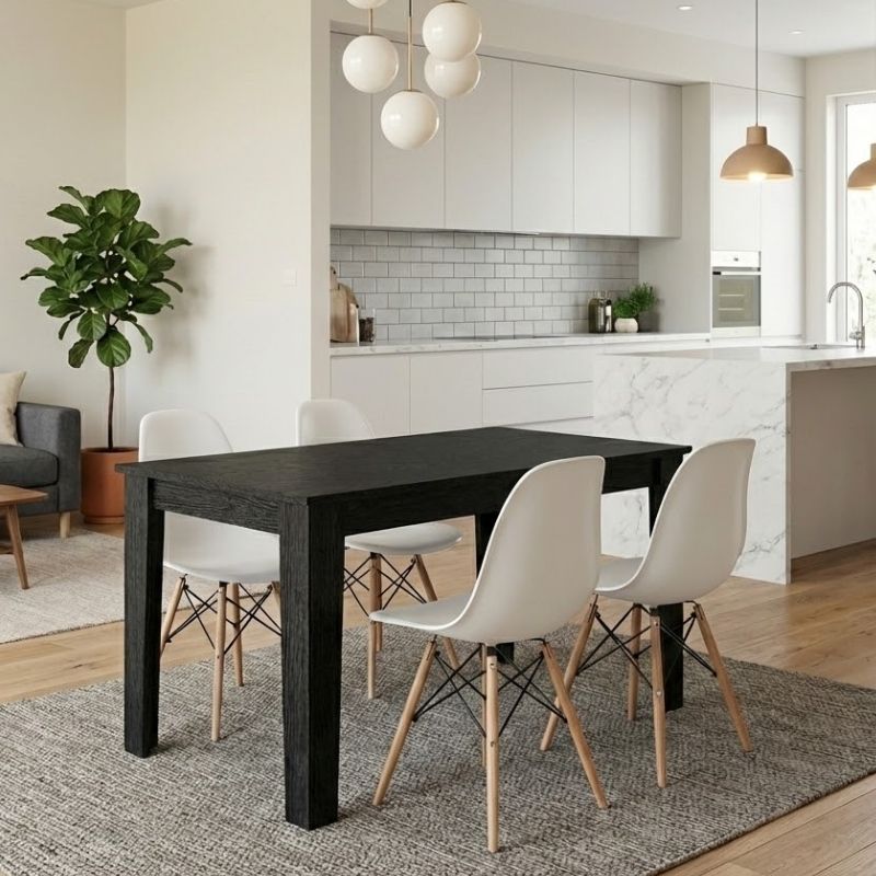 Σετ τραπεζαρία 5τμχ Darlen - Nova Megapap χρώμα sencron black - λευκό 125x72x74εκ. Σετ τραπεζαρία 5τμχ Darlen - Nova Megapap χρώμα sencron black - λευκό 125x72x74εκ.