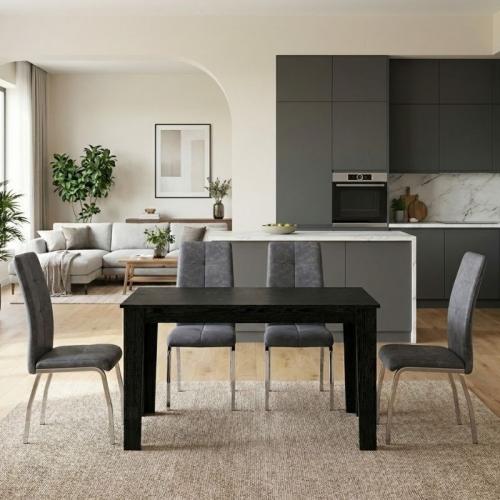 Σετ τραπεζαρία 5τμχ Darlen - Alma Megapap χρώμα sencron black - γκρι 125x72x74εκ.