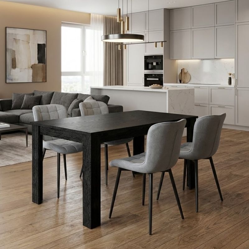 Σετ τραπεζαρία 5τμχ Darlen - Chiara Megapap χρώμα sencron black - γκρι 125x72x74εκ. Σετ τραπεζαρία 5τμχ Darlen - Chiara Megapap χρώμα sencron black - γκρι 125x72x74εκ.