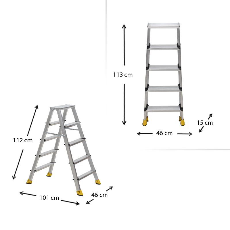 Σκάλα Double Step Perilla αλουμινίου 5+5 σκαλοπάτια 103εκ.