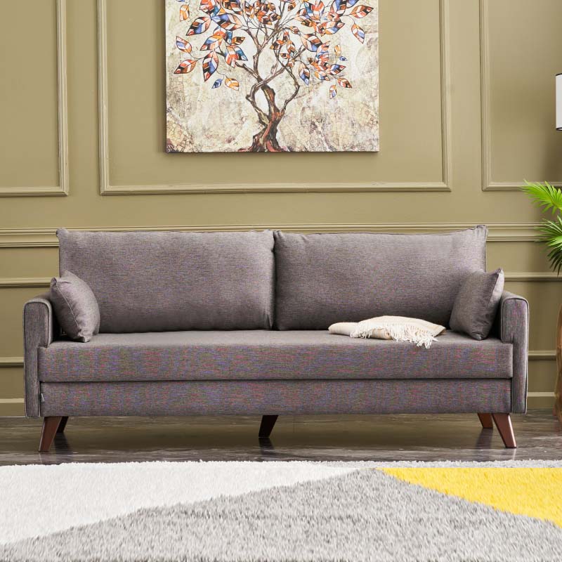 Καναπές - κρεβάτι Bella Megapap τριθέσιος υφασμάτινος χρώμα καφέ 208x81x85εκ.