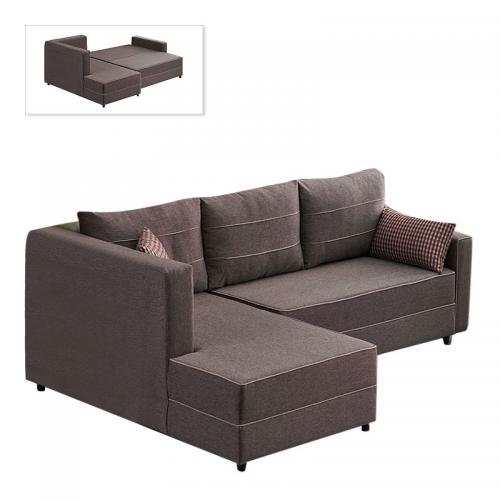 Γωνιακός καναπές - κρεβάτι Ece Megapap αριστερή γωνία υφασμάτινος με αποθηκευτικό χώρο χρώμα καφέ 242x160x88εκ.