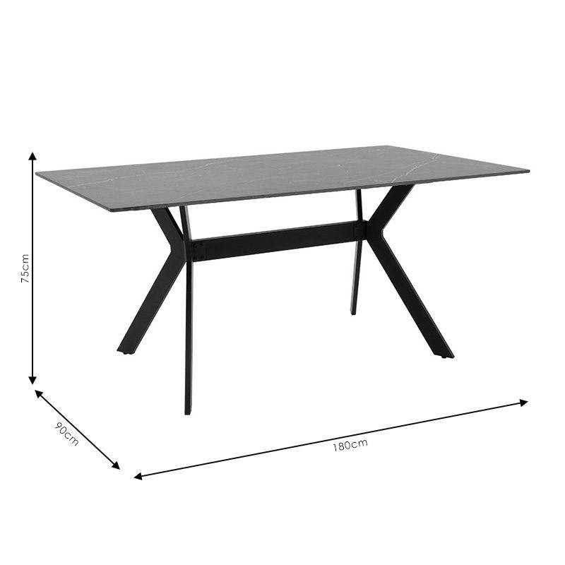 Τραπέζι Olivet pakoworld sintered stone μαύρο μαρμάρου-μαύρο 180x90x75εκ Τραπέζι Olivet pakoworld sintered stone μαύρο μαρμάρου-μαύρο 180x90x75εκ