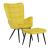 Πολυθρόνα με υποπόδιο Dorita pakoworld βελούδο κίτρινο-μαύρο πόδι 68.5x76x103εκ