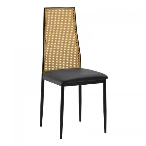 Καρέκλα Lasmipe Inart μαύρο-φυσικό pu-rattan 40x49x96εκ