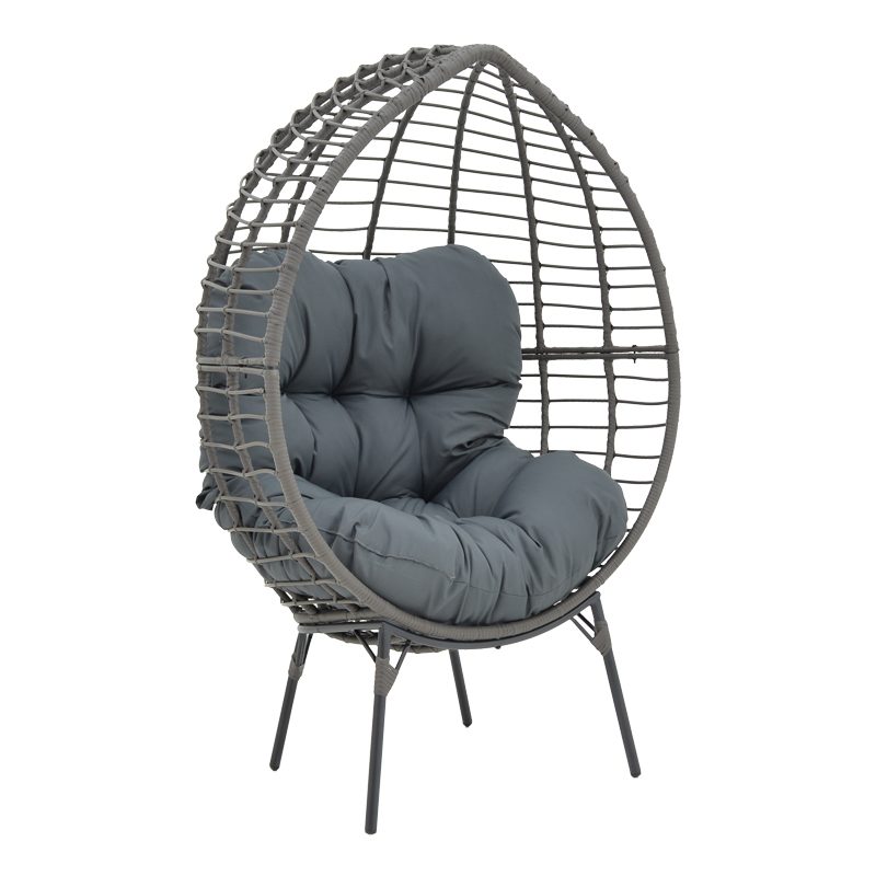 Πολυθρόνα Nestie pakoworld wicker rattan γκρι-μεταλλικό γκρι πόδι-γκρι μαξιλάρι 102x80x155εκ Πολυθρόνα Nestie pakoworld wicker rattan γκρι-μεταλλικό γκρι πόδι-γκρι μαξιλάρι 102x80x155εκ