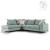 Γωνιακός καναπές δεξιά γωνία Romantic pakoworld ύφασμα Ciel-Cream 290x235x95εκ