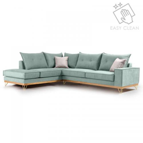 Γωνιακός καναπές δεξιά γωνία Luxury II pakoworld ύφασμα ciel-cream 290x235x95εκ