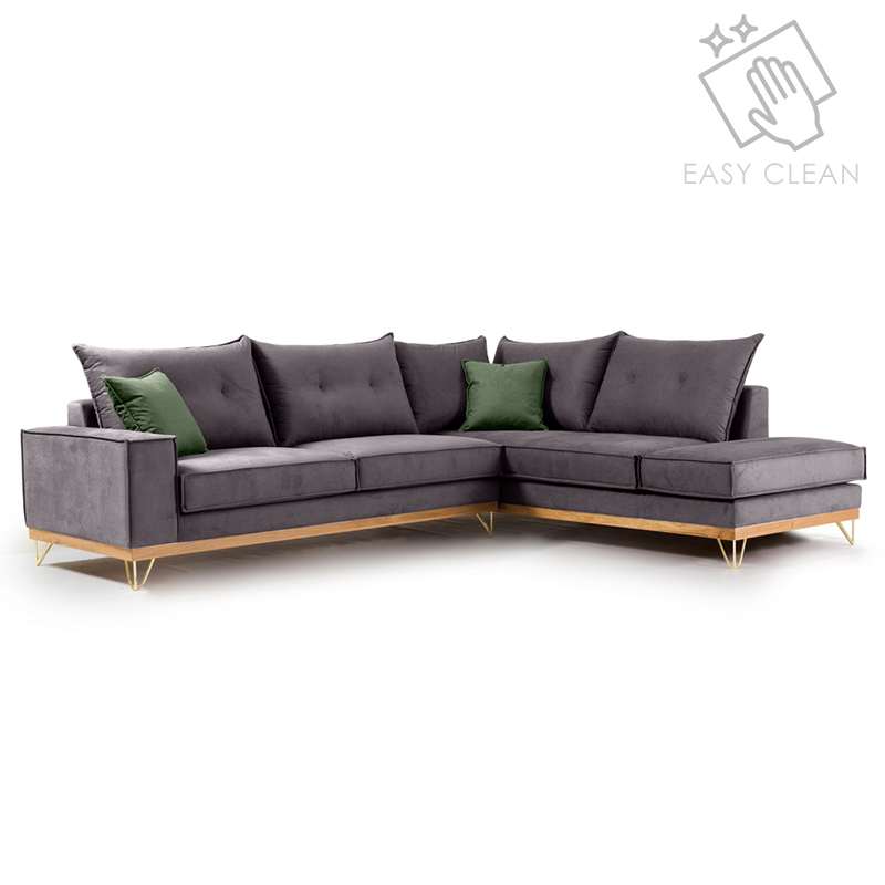 Γωνιακός καναπές αριστερή γωνία Luxury II pakoworld ύφασμα ανθρακί-κυπαρισσί 290x235x95εκ Γωνιακός καναπές αριστερή γωνία Luxury II pakoworld ύφασμα ανθρακί-κυπαρισσί 290x235x95εκ