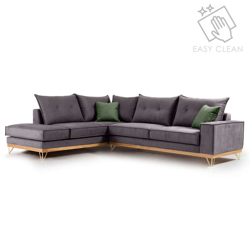 Γωνιακός καναπές δεξιά γωνία Luxury II pakoworld ύφασμα ανθρακί-κυπαρισσί 290x235x95εκ Γωνιακός καναπές δεξιά γωνία Luxury II pakoworld ύφασμα ανθρακί-κυπαρισσί 290x235x95εκ