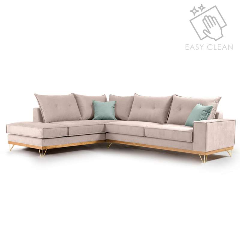 Γωνιακός καναπές δεξιά γωνία Luxury II pakoworld ύφασμα elephant-ciel 290x235x95εκ Γωνιακός καναπές δεξιά γωνία Luxury II pakoworld ύφασμα elephant-ciel 290x235x95εκ