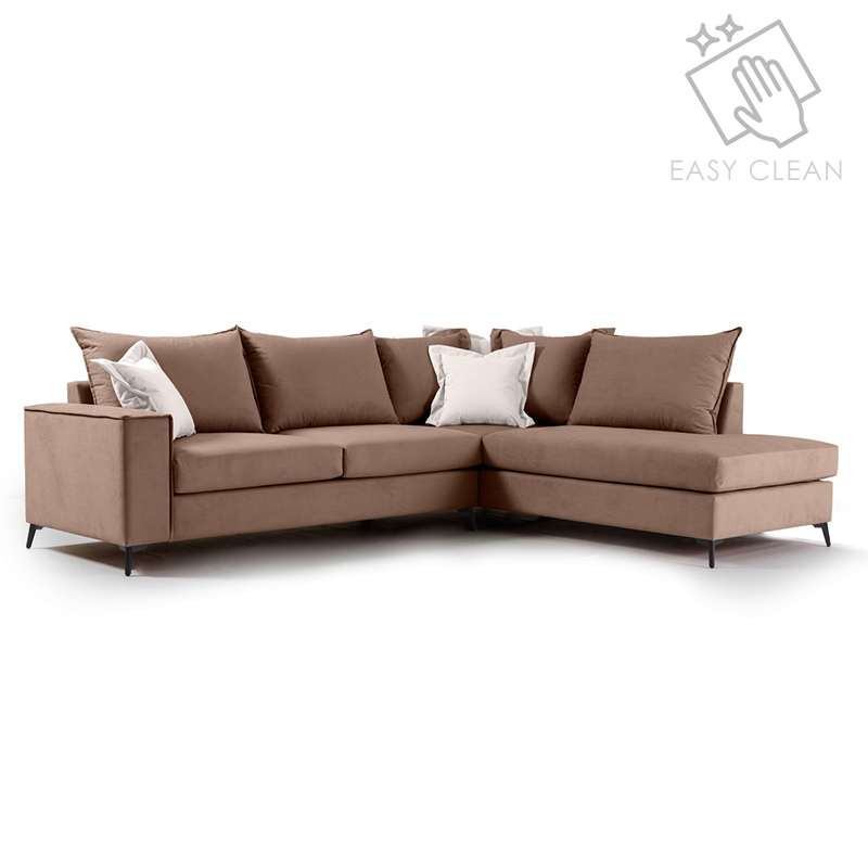 Γωνιακός καναπές αριστερή γωνία Romantic pakoworld ύφασμα mocha-cream 290x235x95εκ Γωνιακός καναπές αριστερή γωνία Romantic pakoworld ύφασμα mocha-cream 290x235x95εκ