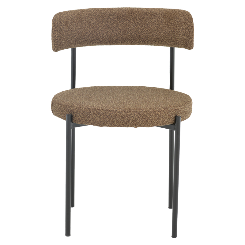 Καρέκλα Crochie pakoworld καφέ μπουκλέ ύφασμα-μαύρο μέταλλο 50x50x77.5εκ