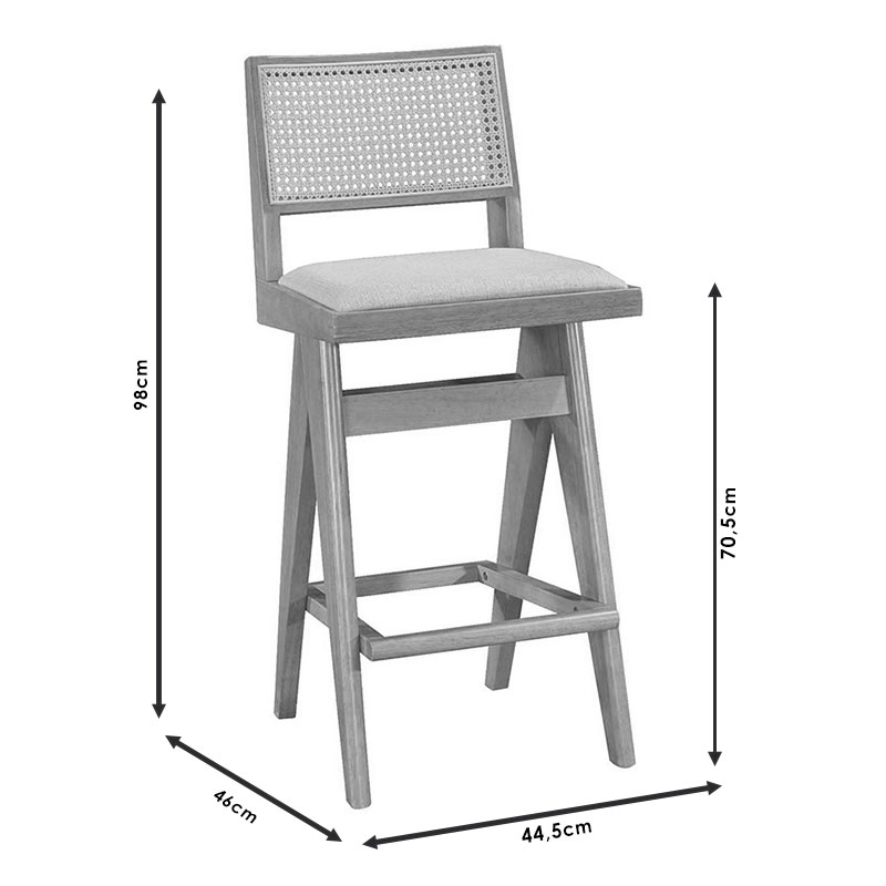 Σκαμπό bar Winslow pakoworld ξύλο rubberwood μαύρο-pvc rattan φυσικό-ύφασμα γκρι 44.5x46x98εκ Σκαμπό bar Winslow pakoworld ξύλο rubberwood μαύρο-pvc rattan φυσικό-ύφασμα γκρι 44.5x46x98εκ