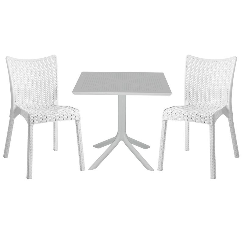 Τραπεζαρία Icon-Confident pakoworld σετ 3τεμ PP σε λευκή απόχρωση Τραπεζαρία Icon-Confident pakoworld σετ 3τεμ PP σε λευκή απόχρωση