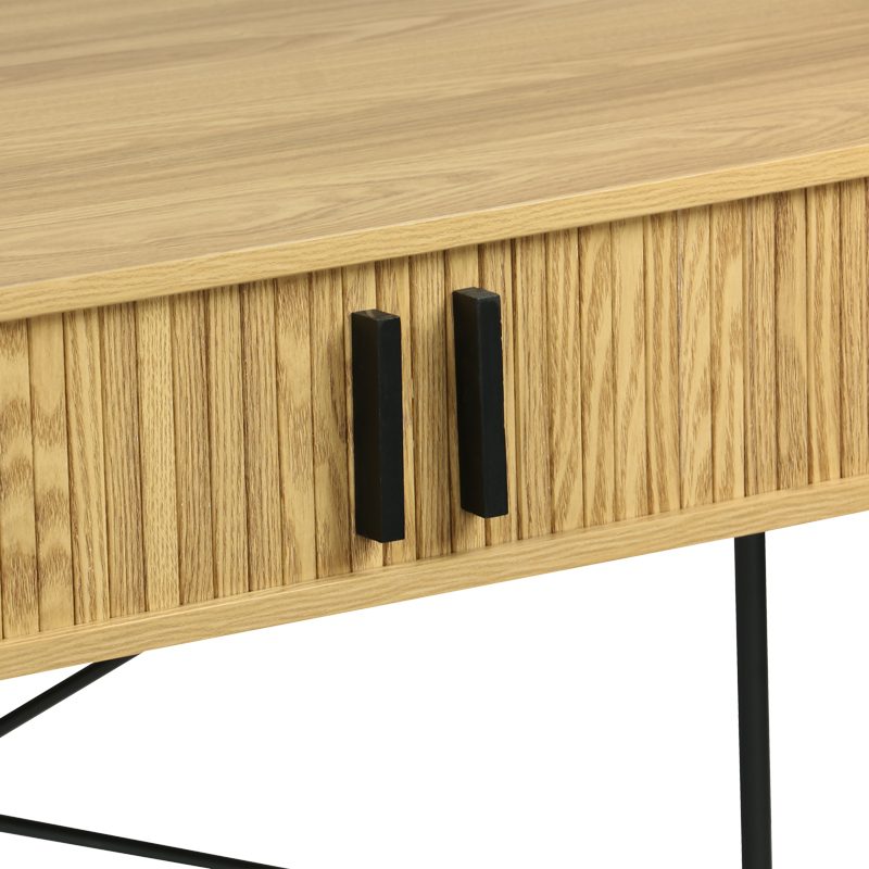 Κονσόλα Scandi pakoworld MDF/Metal σε φυσική απόχρωση με μεταλλικά μαύρα πόδια 120x60x76,5εκ