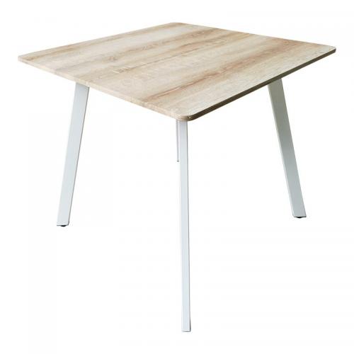Τραπέζι Squaro pakoworld sonoma mdf με λευκά μεταλλικά πόδια 80x80x75εκ