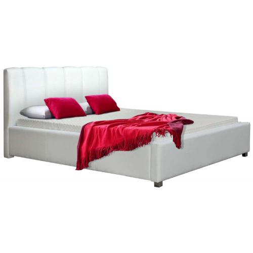Επενδυμένο κρεβάτι Lingo-140 x 200-Λευκό-Με μηχανισμό ανύψωσης