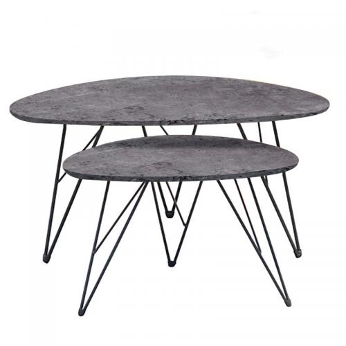 NANCY CONCRETE MDF ΣΕΤ 2 ΤΡΑΠΕΖΑΚΙΑ 90X60X45-60X40X39εκ.