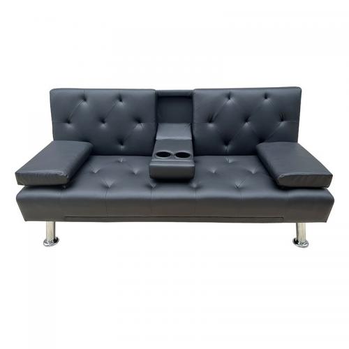 REST BLACK PU ΚΑΝΑΠΕΣ-ΚΡΕΒΑΤΙ 168X88X79εκ.