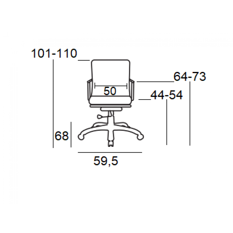 A3650 ΜΑΥΡΗ ΠΟΛΥΘΡΟΝΑ ΓΡΑΦΕΙΟΥ 59.5X68X44-101/54-110εκ.