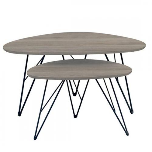 NANCY ΚΑΡΥΔΙ MDF ΣΕΤ 2 ΤΡΑΠΕΖΑΚΙΑ 90X60X45-60X40X39εκ.