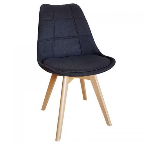 Καρέκλα Τραπεζαρίας Ξύλινη 4τμχ Bianca Black Ύφασμα 50x56x46-83εκ.