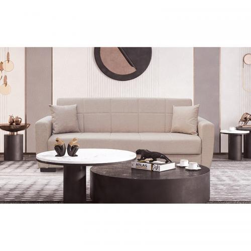 ANIMA LIGHT BROWN ΥΦΑΣΜΑ 3ΘΕΣΙΟΣ ΚΑΝΑΠΕΣ/ΚΡΕΒΑΤΙ ΜΕ ΑΠΟΘ.ΧΩΡΟ 210X80X75εκ.