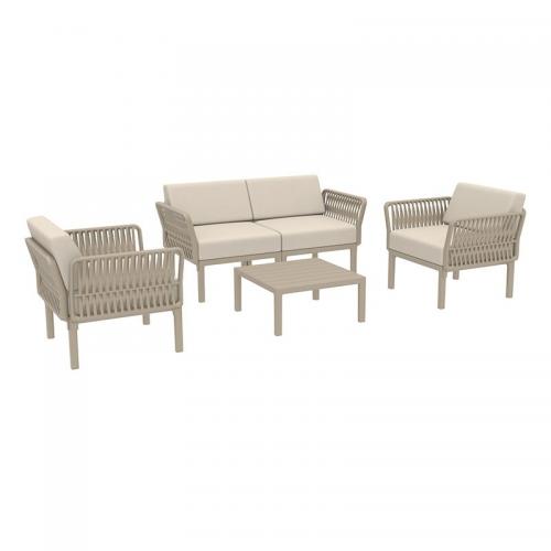 PORTOFINO LOUNGE SET 2ΘΕΣ.TAUPE/ΜΑΞ. BEIGE(2ΘΕΣ.+2ΠΟΛ.+ΤΡΑΠ 33εκ.)