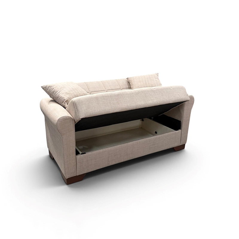 VAVEL LIGHT BROWN ΥΦΑΣΜΑ 2ΘΕΣΙΟΣ ΚΑΝΑΠΕΣ/ΚΡΕΒΑΤΙ ΜΕ ΑΠΟΘ.ΧΩΡΟ 156Χ85Χ80εκ.