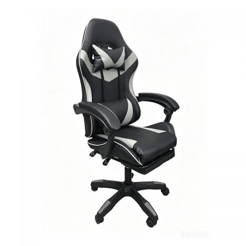 A9937 ΜΑΥΡΟ/ΓΚΡΙ PVC ΠΟΛΥΘΡΟΝΑ GAMING/ΜΕ ΥΠΟΠΟΔΙΟ 64X59X43-112/53-125εκ.